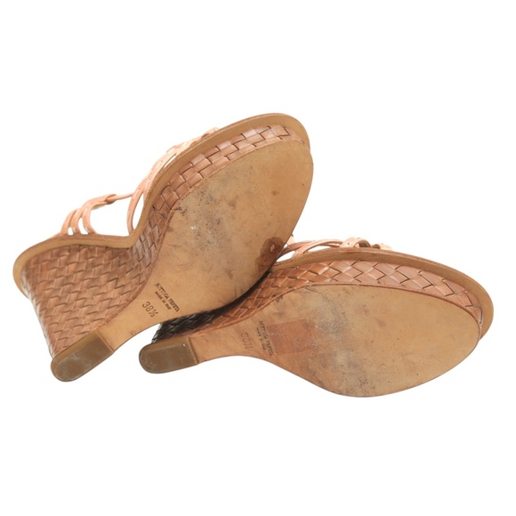 BOTTEGA VENETA Leather Platform Wedge Sandals Sandal INTRECCIATO Pink 38.5 - Picture 10 of 12